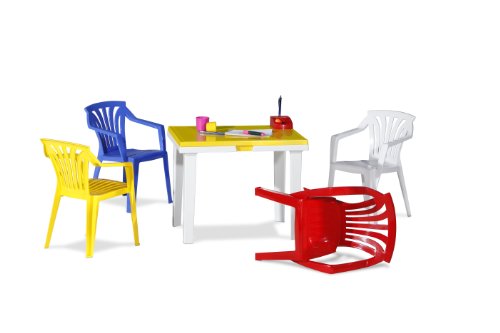 Kindersitzgruppe Plastik - Tisch mit Fach - Kindersitzgruppe24.de